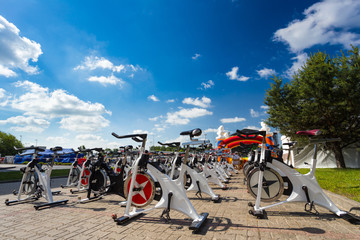 Stationary Spinning bicycles outdoor