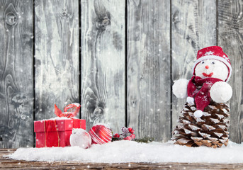 Winter snowy scenery with lantern