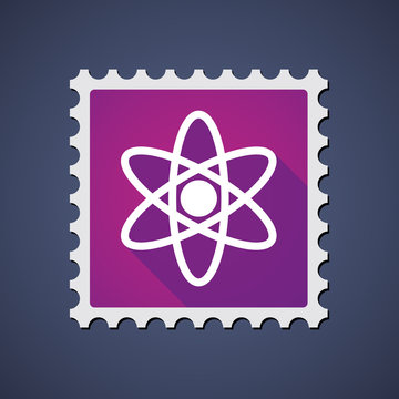 Mail stamp with an atom