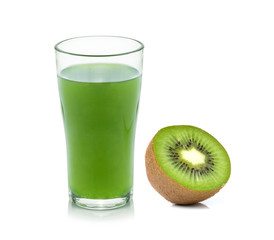 Fototapeta na wymiar Kiwi fruit juice isolated on white background