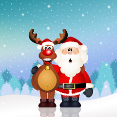 Santa Claus and reindeer