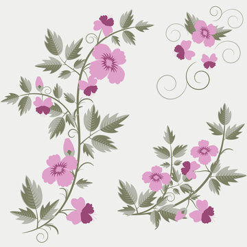 Vector retro floral background with flowers