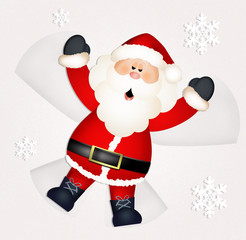 Santa Claus makes snow angel