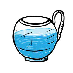 Glass cup with water, vector illustration.