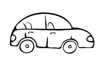 cartoon car sketch, vector illustration