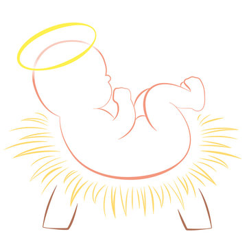 recommend clip art: Baby Jesus Christmas Crib White