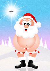 Santa Claus in his underwear