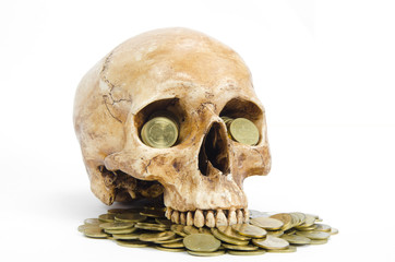 money concept with human skull