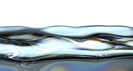Gasoline splashes and waves with colorful pattern isolated