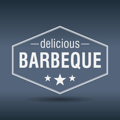 delicious barbeque hexagonal white vintage retro style label
