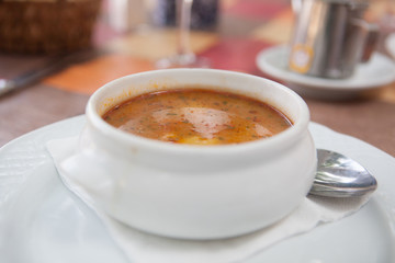 Plate of catalonian fish soup