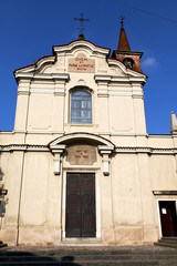 carbonate in  the old   church  closed brick tower sidewalk ital