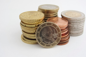 Stack of Austrian Euro coins