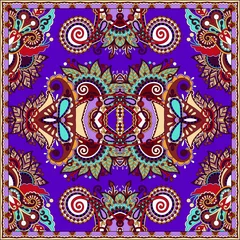 Poster Traditional ornamental floral paisley violet colour bandanna © Kara-Kotsya