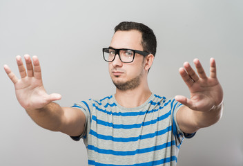 Man showing stop gesture