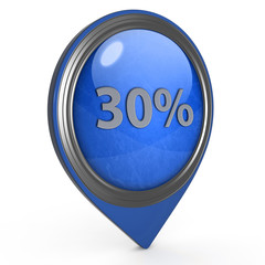 Thirty percent pointer icon on white background