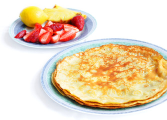 Delicious Czech sweet breakfast - Strawberry pancake, Isolated o