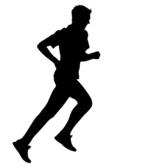 Fototapeta na wymiar Silhouettes. Runners on sprint, men. vector illustration.