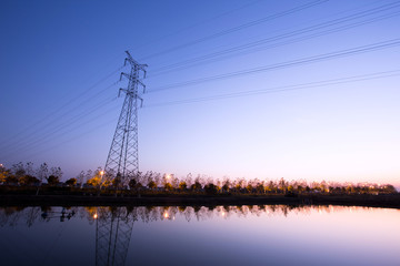 high voltage transmittion tower and landscape