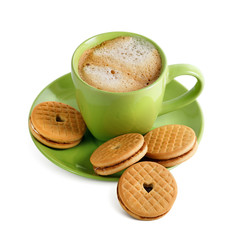Cup of coffee with cookies