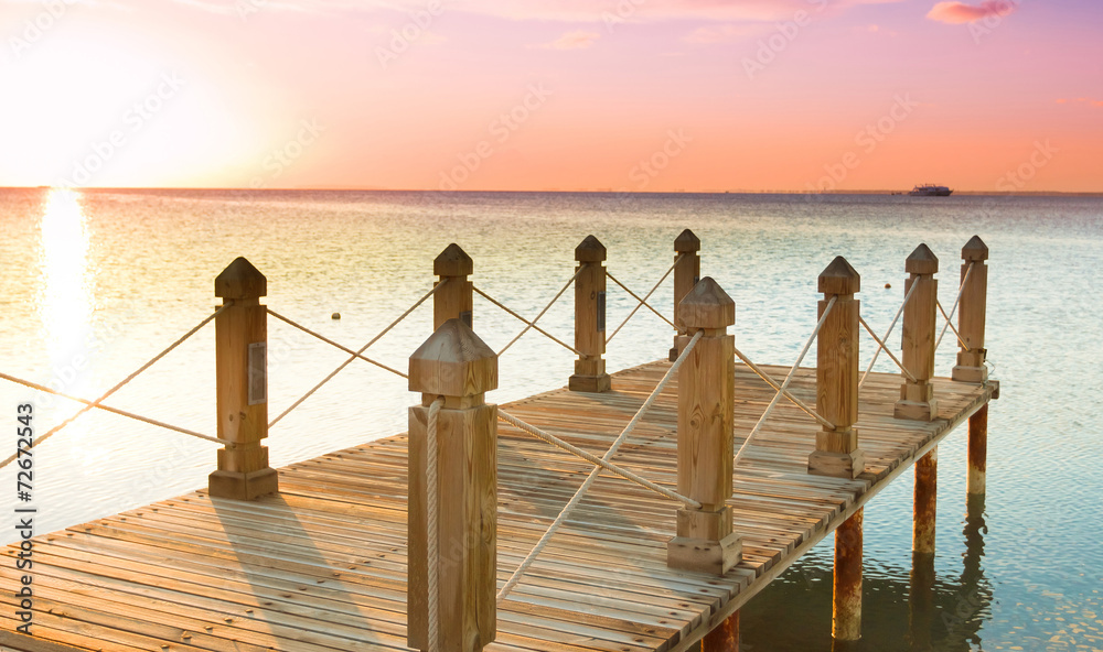 Canvas Prints Sunrise Pier and Nobody