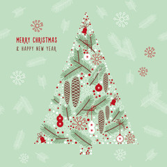 Winter illustration, Christmas Tree