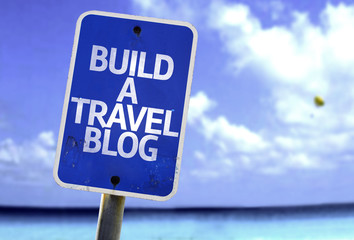 Build a Travel Blog sign with a beach on background