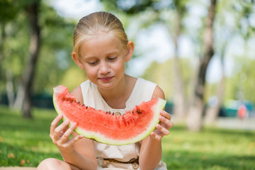 Kid with watermelon slice