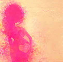 pregnant woman, baby shower card © diavolessa