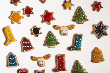 Christmas handmade cookies on white background