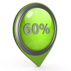 Sixty percent pointer icon on white background
