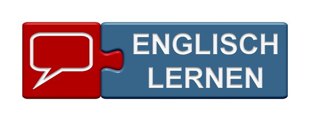 Puzzle Button rot blau: Englisch lernen