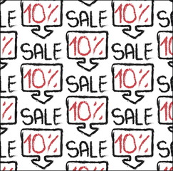 doodle sale pattern 10 percent discount icon off speech bubble