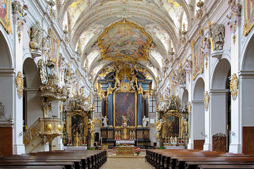 Interior of St. Emmeram's Basilica in Regensburg, Germany