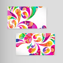 Sample business card with bright teardrop-shaped arches.