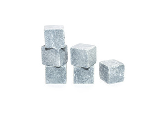 Stone cubes on white background