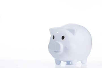 Piggy bank on white background
