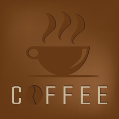 cup of coffee on brown background