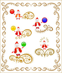 Winter background with snowman and decorative frame