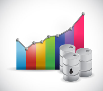 colorful graph and oil barrels illustration design