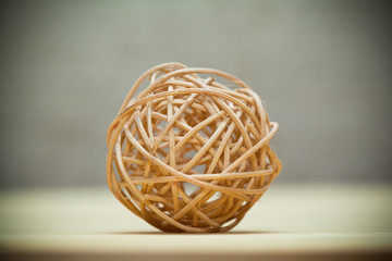 Woven wickerwork ball made from bamboo, reed or willow