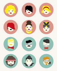 Set of stylish people icons