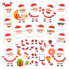 Obraz na płótnie Canvas Set of Cartoon Santa Claus for Your Christmas Design or Animatio
