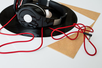 Dj Headphones on vinyl