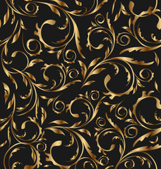 Materiał do szycia Golden seamless floral background, pattern for continuous replic