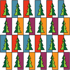 Christmas background with colorful trees