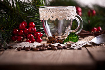 coffee with christmas decoration