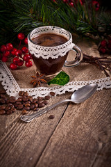 coffee with christmas decoration