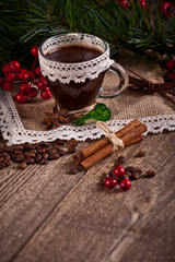 Obraz na płótnie Canvas coffee with christmas decoration