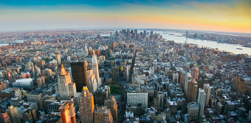 Panoramic view over lower Manhattan New York